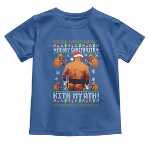 Merry Chrithmith Kith My Ath Funny Ugly Christmas Toddler T Shirt TS10 Royal Blue Print Your Wear