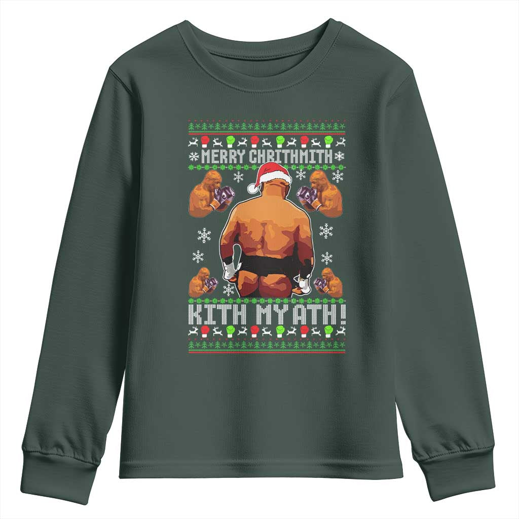 Merry Chrithmith Kith My Ath Funny Ugly Christmas Youth Sweatshirt TS10 Dark Forest Green Print Your Wear