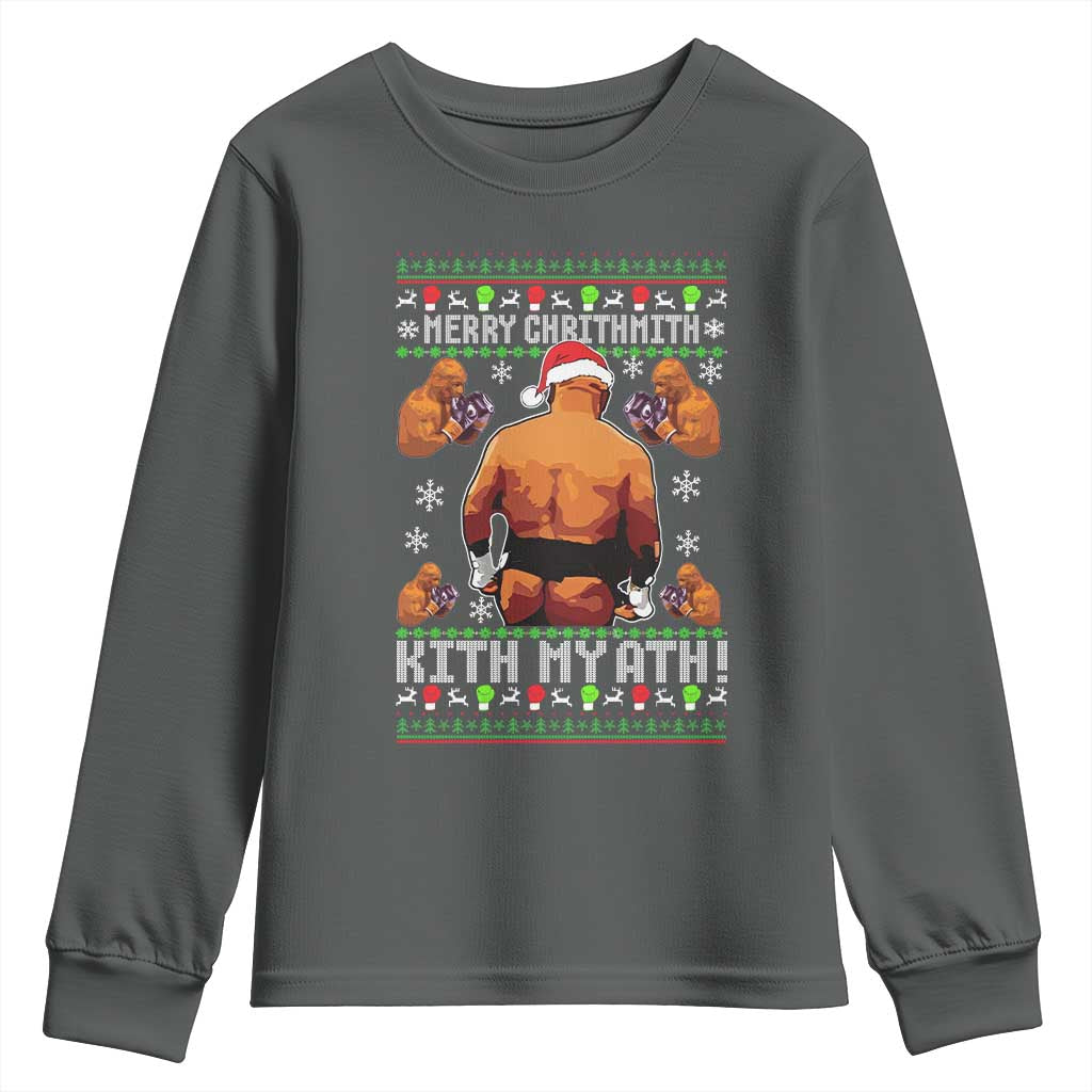 Merry Chrithmith Kith My Ath Funny Ugly Christmas Youth Sweatshirt TS10 Dark Heather Print Your Wear