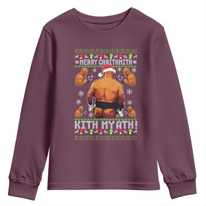 Merry Chrithmith Kith My Ath Funny Ugly Christmas Youth Sweatshirt TS10 Maroon Print Your Wear