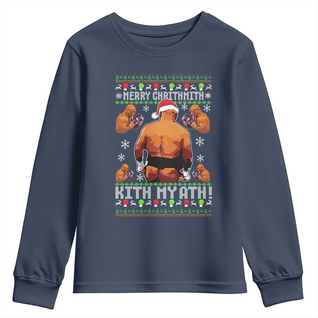 Merry Chrithmith Kith My Ath Funny Ugly Christmas Youth Sweatshirt TS10 Navy Print Your Wear