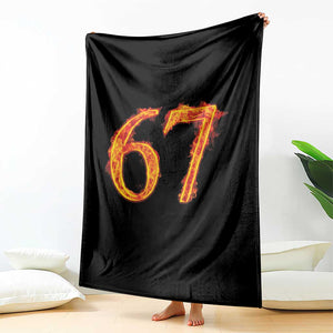 Fire Flame Number 67 Throw Blanket Funny Six Seven Gen Alpha Slang Meme Sports Team Jersey TS10 Print Your Wear