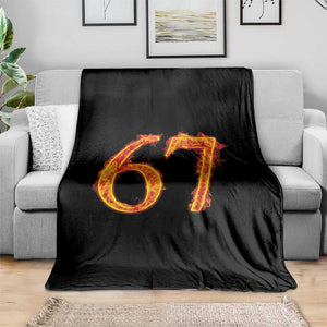 Fire Flame Number 67 Throw Blanket Funny Six Seven Gen Alpha Slang Meme Sports Team Jersey TS10 Print Your Wear