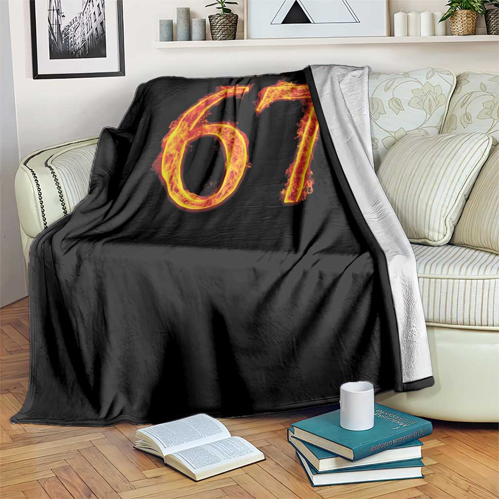 Fire Flame Number 67 Throw Blanket Funny Six Seven Gen Alpha Slang Meme Sports Team Jersey TS10 Print Your Wear