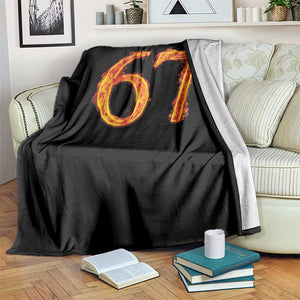Fire Flame Number 67 Throw Blanket Funny Six Seven Gen Alpha Slang Meme Sports Team Jersey TS10 Print Your Wear