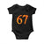 Fire Flame Number 67 Baby Onesie Funny Six Seven Gen Alpha Slang Meme Sports Team Jersey TS10 Black Print Your Wear