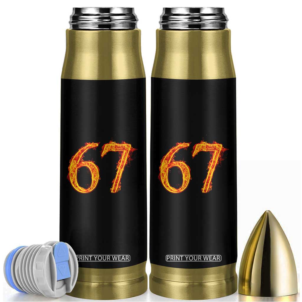 Fire Flame Number 67 Bullet Tumbler Funny Six Seven Gen Alpha Slang Meme Sports Team Jersey TS10 Black Print Your Wear