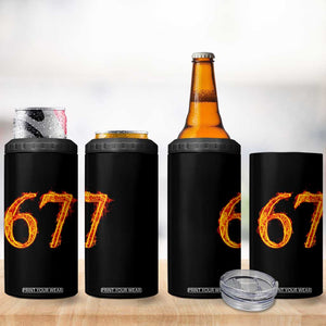 Fire Flame Number 67 4 in 1 Can Cooler Tumbler Funny Six Seven Gen Alpha Slang Meme Sports Team Jersey TS10 Print Your Wear