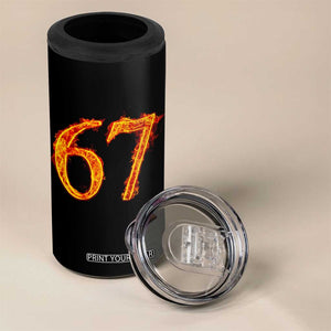 Fire Flame Number 67 4 in 1 Can Cooler Tumbler Funny Six Seven Gen Alpha Slang Meme Sports Team Jersey TS10 Print Your Wear