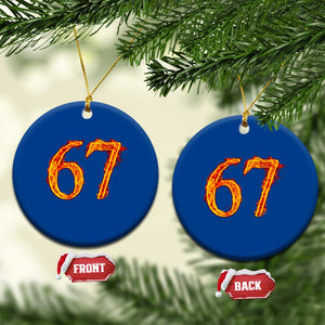 Fire Flame Number 67 Ceramic Ornament Funny Six Seven Gen Alpha Slang Meme Sports Team Jersey TS10 1pc Blue Print Your Wear