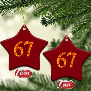 Fire Flame Number 67 Ceramic Ornament Funny Six Seven Gen Alpha Slang Meme Sports Team Jersey TS10 Print Your Wear