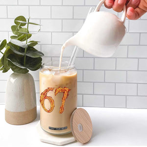 Fire Flame Number 67 Glass Can Funny Six Seven Gen Alpha Slang Meme Sports Team Jersey TS10 Print Your Wear