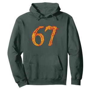 Fire Flame Number 67 Hoodie Funny Six Seven Gen Alpha Slang Meme Sports Team Jersey TS10 Dark Forest Green Print Your Wear