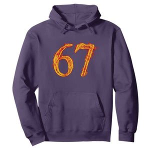 Fire Flame Number 67 Hoodie Funny Six Seven Gen Alpha Slang Meme Sports Team Jersey TS10 Purple Print Your Wear