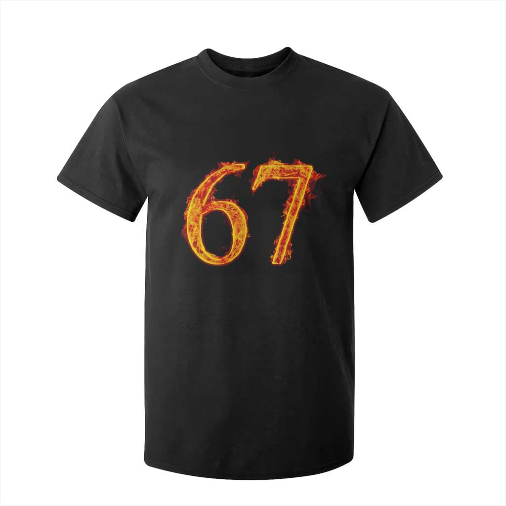 Fire Flame Number 67 T Shirt For Kid Funny Six Seven Gen Alpha Slang Meme Sports Team Jersey TS10 Black Print Your Wear