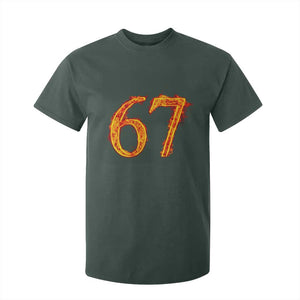 Fire Flame Number 67 T Shirt For Kid Funny Six Seven Gen Alpha Slang Meme Sports Team Jersey TS10 Dark Forest Green Print Your Wear