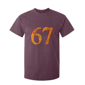 Fire Flame Number 67 T Shirt For Kid Funny Six Seven Gen Alpha Slang Meme Sports Team Jersey TS10 Maroon Print Your Wear
