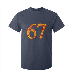Fire Flame Number 67 T Shirt For Kid Funny Six Seven Gen Alpha Slang Meme Sports Team Jersey TS10 Navy Print Your Wear