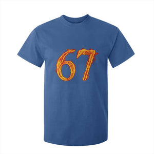 Fire Flame Number 67 T Shirt For Kid Funny Six Seven Gen Alpha Slang Meme Sports Team Jersey TS10 Royal Blue Print Your Wear