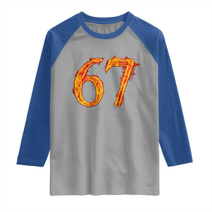 Fire Flame Number 67 Raglan Shirt Funny Six Seven Gen Alpha Slang Meme Sports Team Jersey TS10 Sport Gray Royal Print Your Wear
