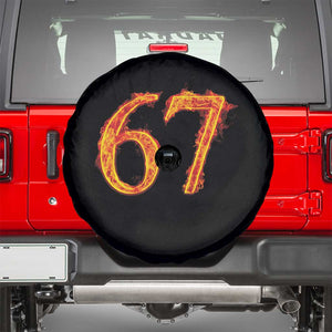 Fire Flame Number 67 Spare Tire Cover Funny Six Seven Gen Alpha Slang Meme Sports Team Jersey TS10 Black Print Your Wear