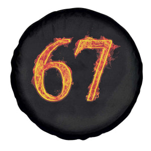 Fire Flame Number 67 Spare Tire Cover Funny Six Seven Gen Alpha Slang Meme Sports Team Jersey TS10 Print Your Wear