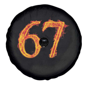 Fire Flame Number 67 Spare Tire Cover Funny Six Seven Gen Alpha Slang Meme Sports Team Jersey TS10 Print Your Wear
