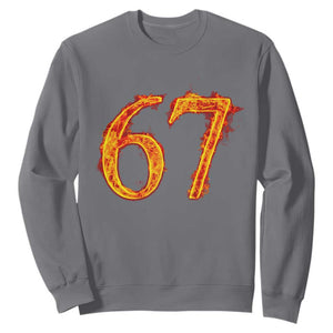 Fire Flame Number 67 Sweatshirt Funny Six Seven Gen Alpha Slang Meme Sports Team Jersey TS10 Charcoal Print Your Wear