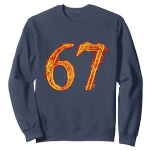 Fire Flame Number 67 Sweatshirt Funny Six Seven Gen Alpha Slang Meme Sports Team Jersey TS10 Navy Print Your Wear