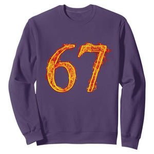 Fire Flame Number 67 Sweatshirt Funny Six Seven Gen Alpha Slang Meme Sports Team Jersey TS10 Purple Print Your Wear
