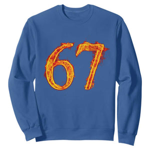 Fire Flame Number 67 Sweatshirt Funny Six Seven Gen Alpha Slang Meme Sports Team Jersey TS10 Royal Blue Print Your Wear