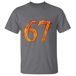 Fire Flame Number 67 T Shirt Funny Six Seven Gen Alpha Slang Meme Sports Team Jersey TS10 Charcoal Print Your Wear