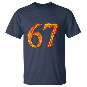 Fire Flame Number 67 T Shirt Funny Six Seven Gen Alpha Slang Meme Sports Team Jersey TS10 Navy Print Your Wear