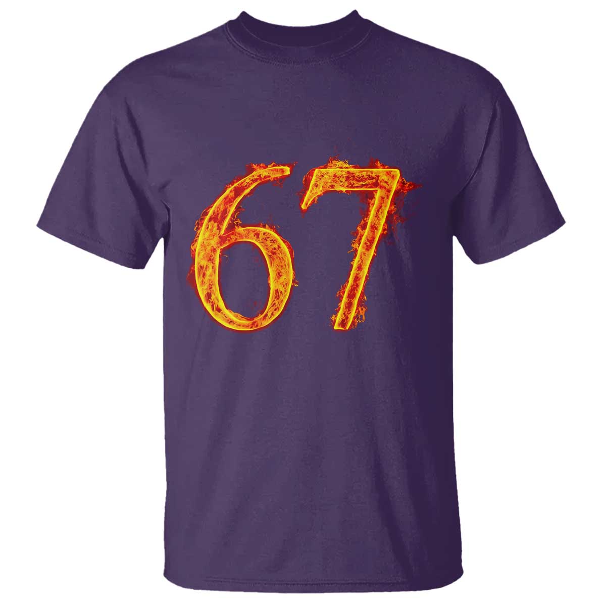Fire Flame Number 67 T Shirt Funny Six Seven Gen Alpha Slang Meme Sports Team Jersey TS10 Purple Print Your Wear