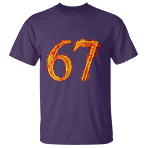 Fire Flame Number 67 T Shirt Funny Six Seven Gen Alpha Slang Meme Sports Team Jersey TS10 Purple Print Your Wear