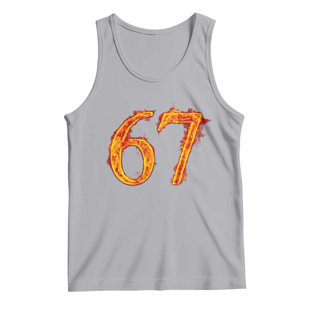 Fire Flame Number 67 Tank Top Funny Six Seven Gen Alpha Slang Meme Sports Team Jersey TS10 Athletic Heather Print Your Wear