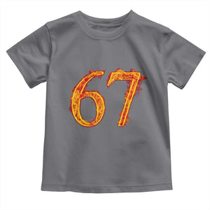 Fire Flame Number 67 Toddler T Shirt Funny Six Seven Gen Alpha Slang Meme Sports Team Jersey TS10 Charcoal Print Your Wear