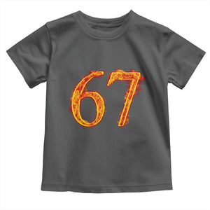 Fire Flame Number 67 Toddler T Shirt Funny Six Seven Gen Alpha Slang Meme Sports Team Jersey TS10 Dark Heather Print Your Wear