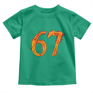 Fire Flame Number 67 Toddler T Shirt Funny Six Seven Gen Alpha Slang Meme Sports Team Jersey TS10 Irish Green Print Your Wear