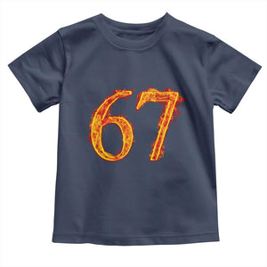 Fire Flame Number 67 Toddler T Shirt Funny Six Seven Gen Alpha Slang Meme Sports Team Jersey TS10 Navy Print Your Wear
