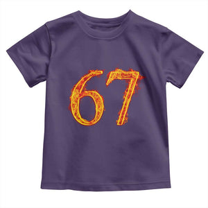 Fire Flame Number 67 Toddler T Shirt Funny Six Seven Gen Alpha Slang Meme Sports Team Jersey TS10 Purple Print Your Wear