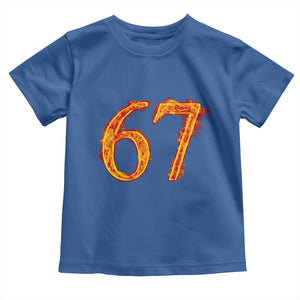 Fire Flame Number 67 Toddler T Shirt Funny Six Seven Gen Alpha Slang Meme Sports Team Jersey TS10 Royal Blue Print Your Wear