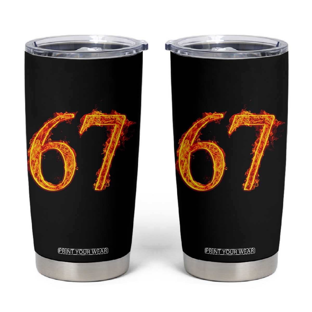 Fire Flame Number 67 Tumbler Cup Funny Six Seven Gen Alpha Slang Meme Sports Team Jersey TS10 Black Print Your Wear