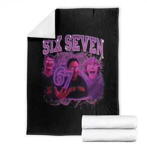 Funny Six Seven 6 7 Meme Throw Blanket The Mason 67 Kid Bootleg Gen Alpha Slang TS10 Black Print Your Wear