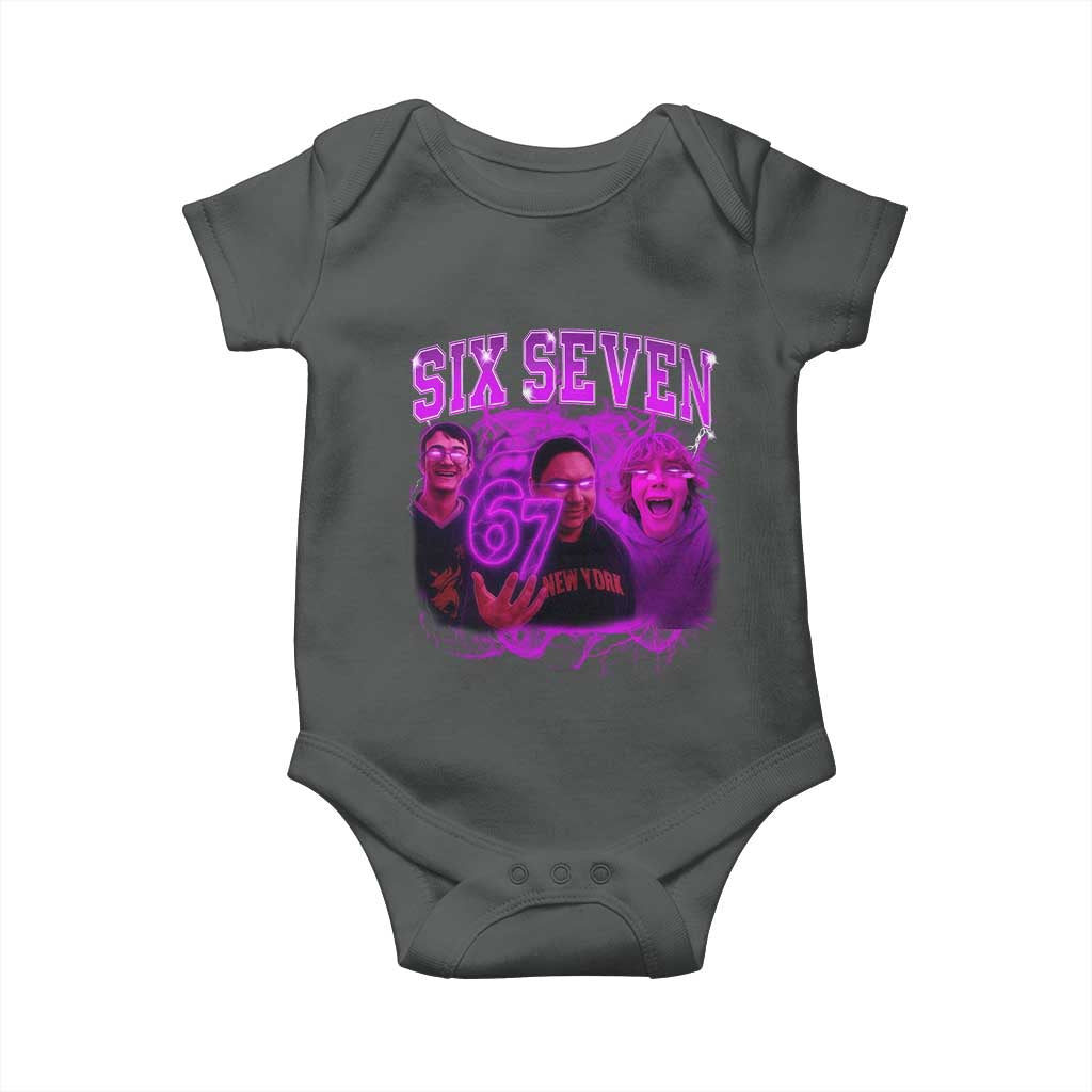 Funny Six Seven 6 7 Meme Baby Onesie The Mason 67 Kid Bootleg Gen Alpha Slang TS10 Dark Heather Print Your Wear
