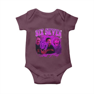 Funny Six Seven 6 7 Meme Baby Onesie The Mason 67 Kid Bootleg Gen Alpha Slang TS10 Maroon Print Your Wear