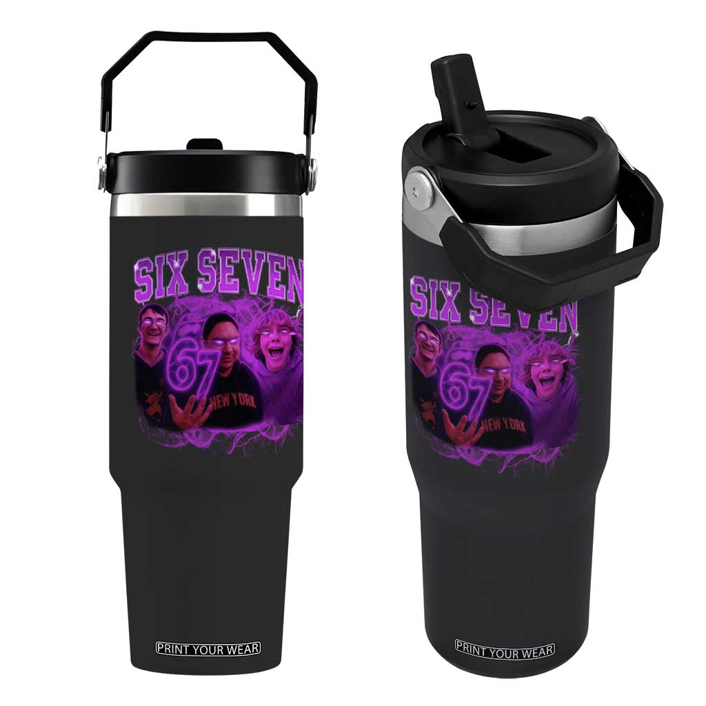 Funny Six Seven 6 7 Meme Flip Straw Tumbler The Mason 67 Kid Bootleg Gen Alpha Slang TS10 One Size: 30 oz Black Print Your Wear