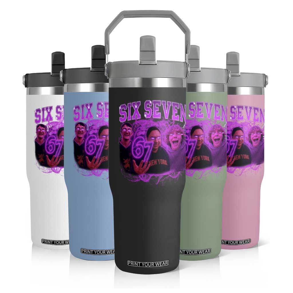 Funny Six Seven 6 7 Meme Flip Straw Tumbler The Mason 67 Kid Bootleg Gen Alpha Slang TS10 Print Your Wear