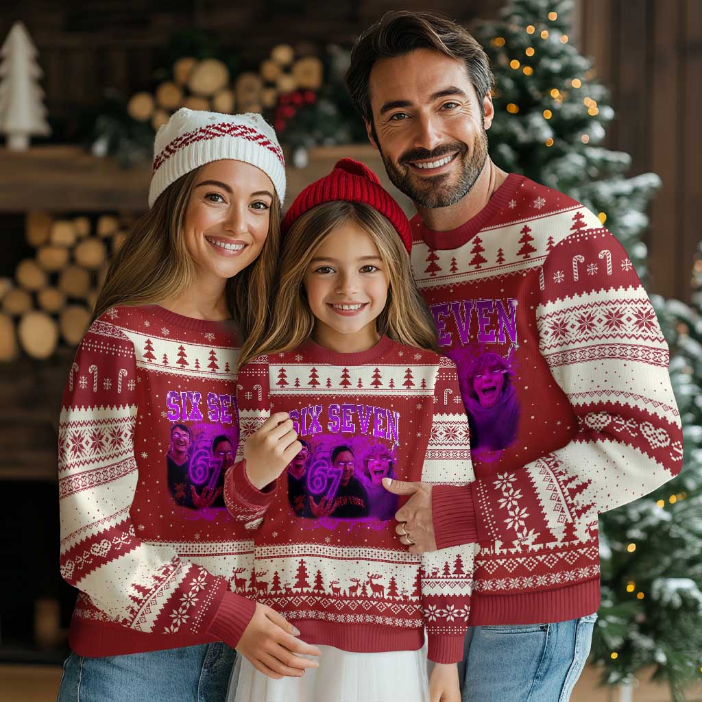 Funny Six Seven 6 7 Meme Ugly Christmas Sweater The Mason 67 Kid Bootleg Gen Alpha Slang TS10 Red Beige Print Your Wear