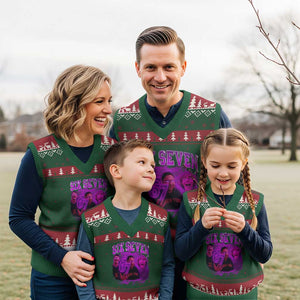 Funny Six Seven 6 7 Meme V-Neck Knit Sweater Vest The Mason 67 Kid Bootleg Gen Alpha Slang TS10 Red Green Print Your Wear
